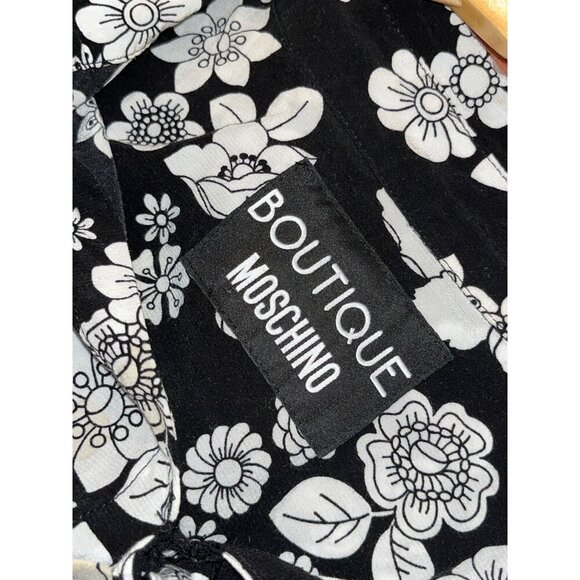Moschino Black & White Floral Button-Up Long-Sleeve Women's Dress Size 10 - Picture 4 of 8